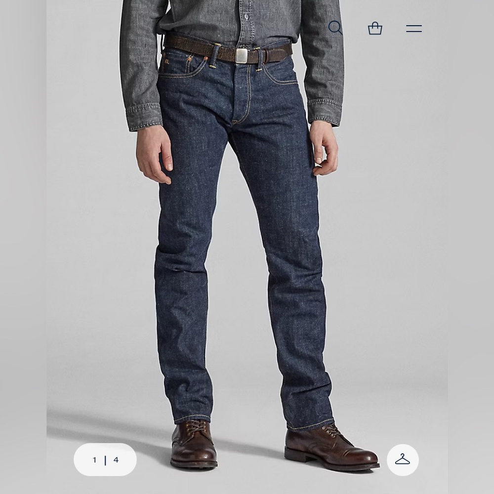 RRL Ralph Lauren Selvedge Sanforized Low Straight Denim Jeans - Picture 3 of 17